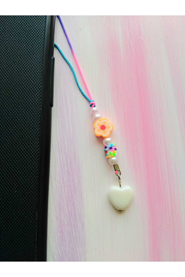 Fimo Charm Phone Ornament Orange Flower Mini