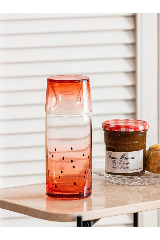 LCW HOME Baskılı Bardak Kapaklı Cam Karaf Sürahi 700 Ml - 3