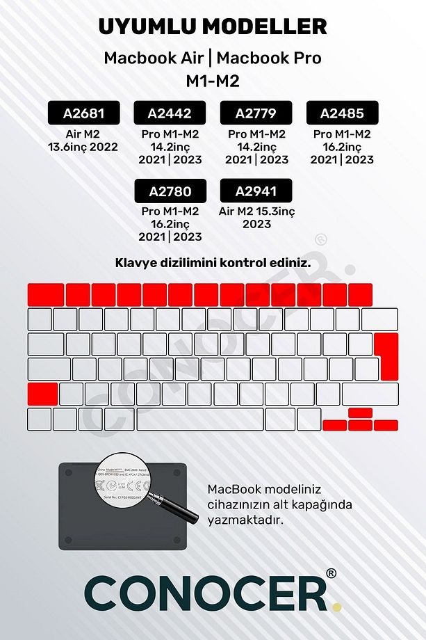 Macbook Air Pro M1-M2 Klavye Koruyucu A2681 A2442 A2779 A2485 A2780 A2941 Türkçe - 3