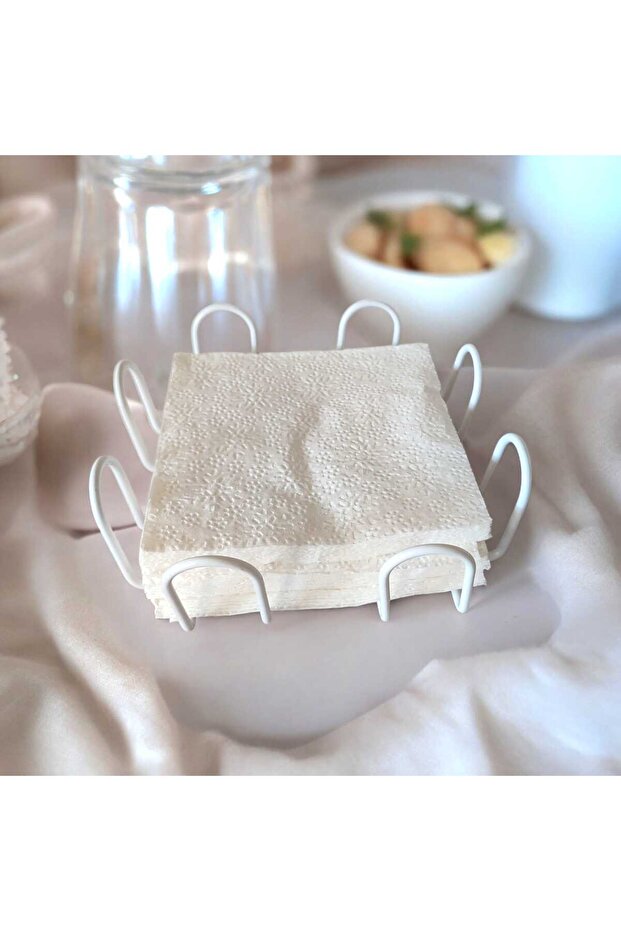 Napkin Holder-White Decorative Desktop Napkin Holder - Metal Napkin Box
