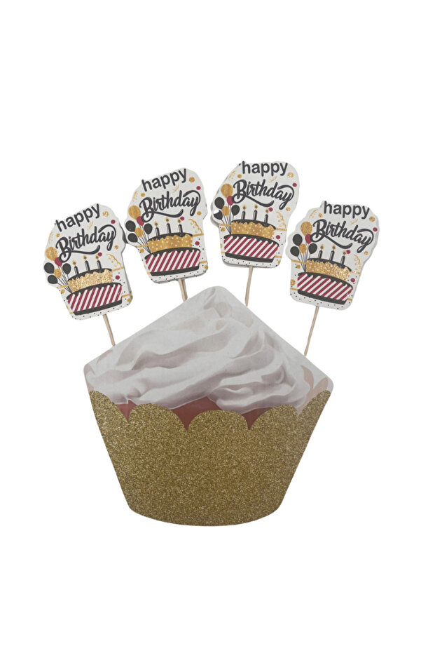Happy Birthday White Luxury Eva Toothpicks, Pack of 8