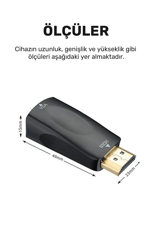 Hdmi to Vga Çevirici Dönüştürücü Adaptör - 5