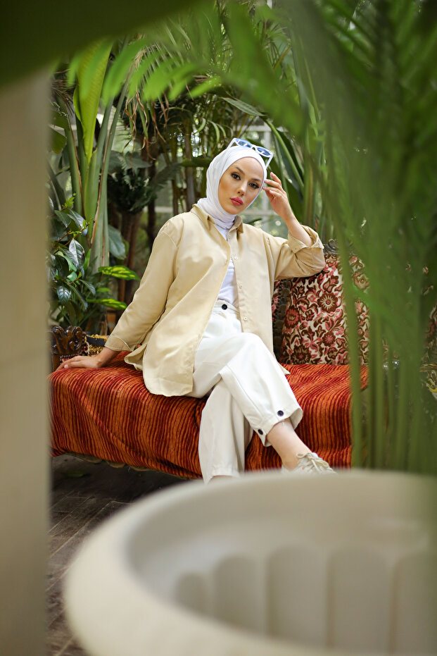Oversize Basic Tesettür Gömlek - 4