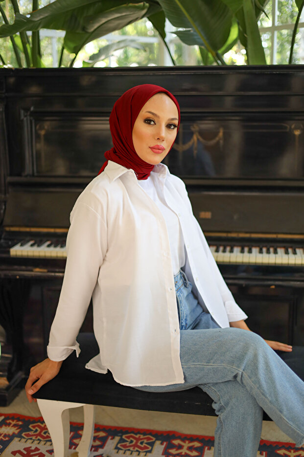 Oversize Basic Tesettür Gömlek - 5