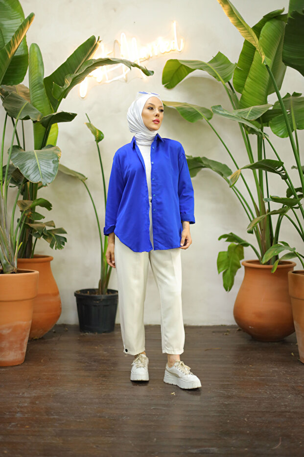 Oversize Basic Tesettür Gömlek - 7