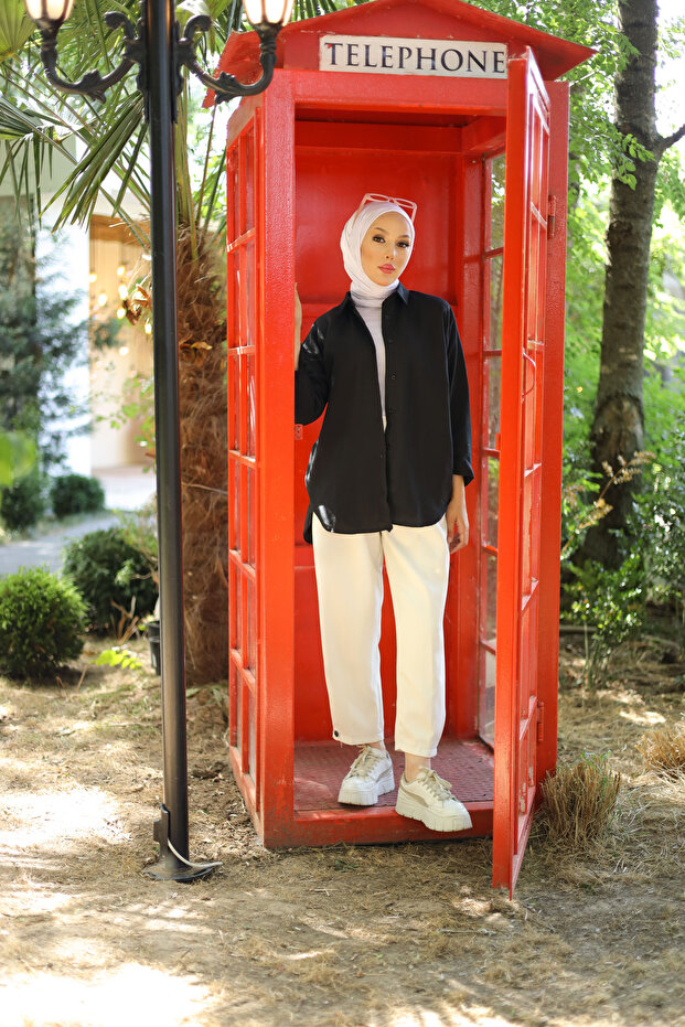 Oversize Basic Tesettür Gömlek - 8