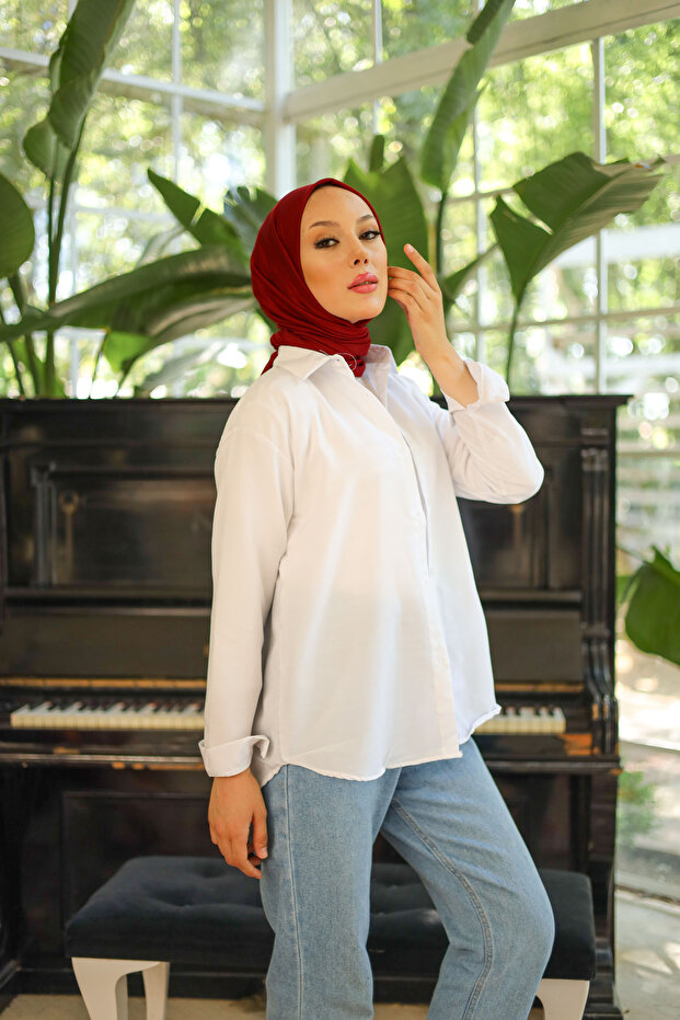 Oversize Basic Tesettür Gömlek - 2
