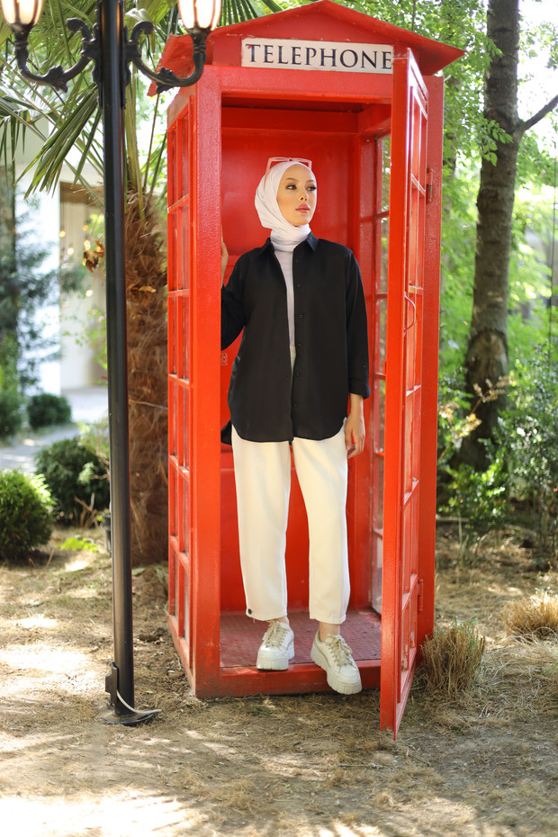 Oversize Basic Tesettür Gömlek - 7