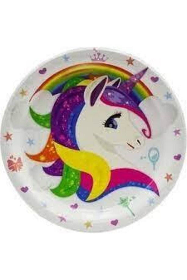 Partioyunevi Unicorn Karton 8'li Tabak Ve 8'li Bardak Tabak 8'li - 2