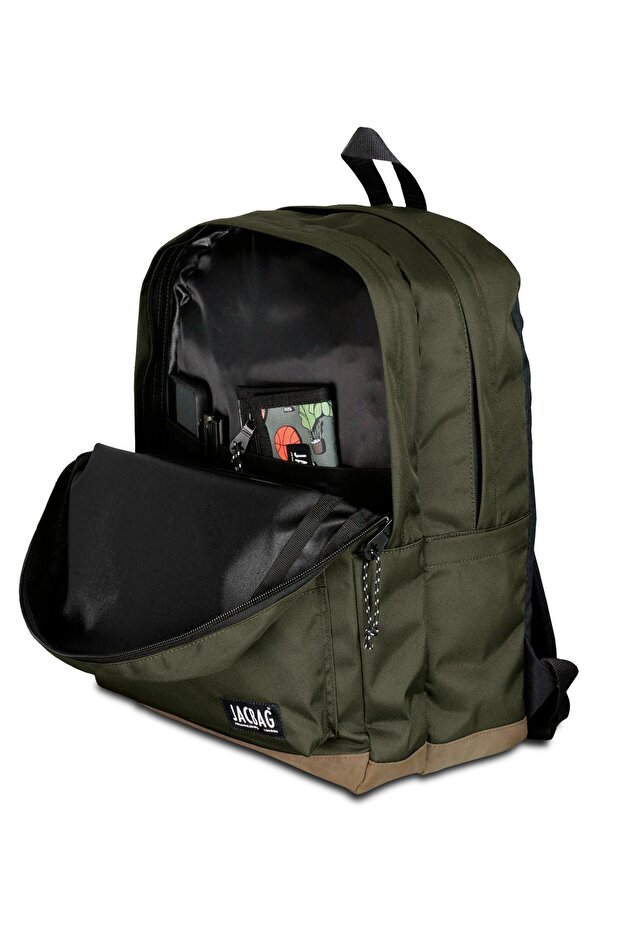 Campus-Leather-Based Two-Compartment Backpack - 5