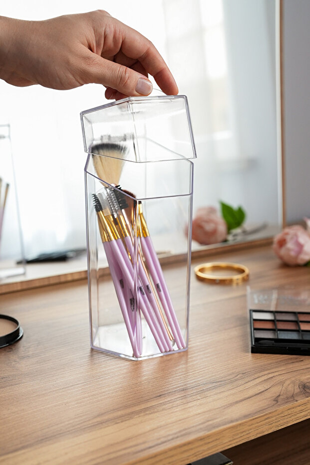 Multi-Purpose Makeup Brush with Lid - Storage Box and Organizer - 2