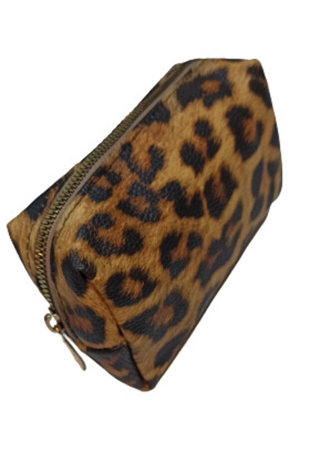 حقيبة مكياج بنمط الفهد الأصفر - 1