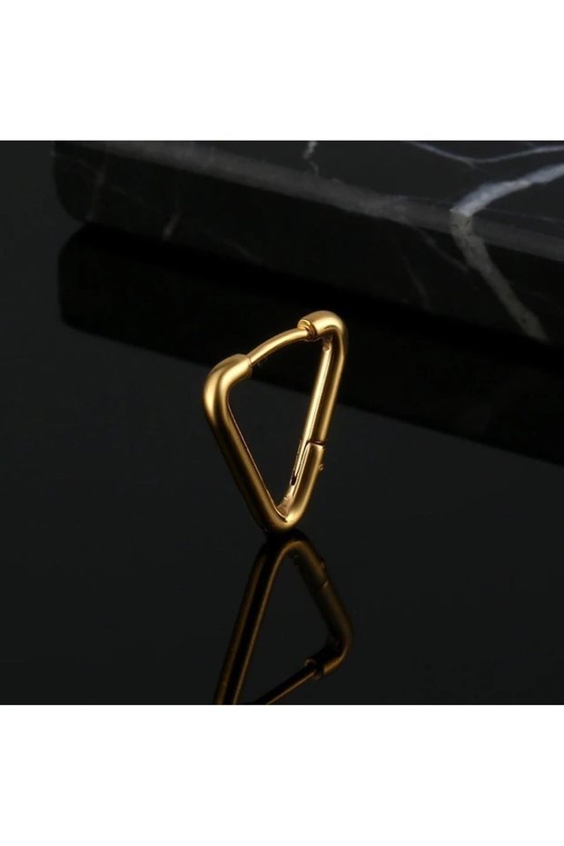 Triangle Model Surgical Steel Earrings Gold Color Antiallergic Non-Tarnish Earrings