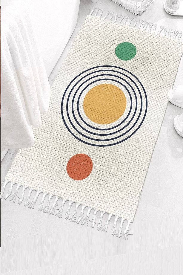 Else Desenli Yıkanabilir Modern Tekli Banyo Paspası Halı Vintage Dokuma Kilim 50x80cm Byns-10 - 5
