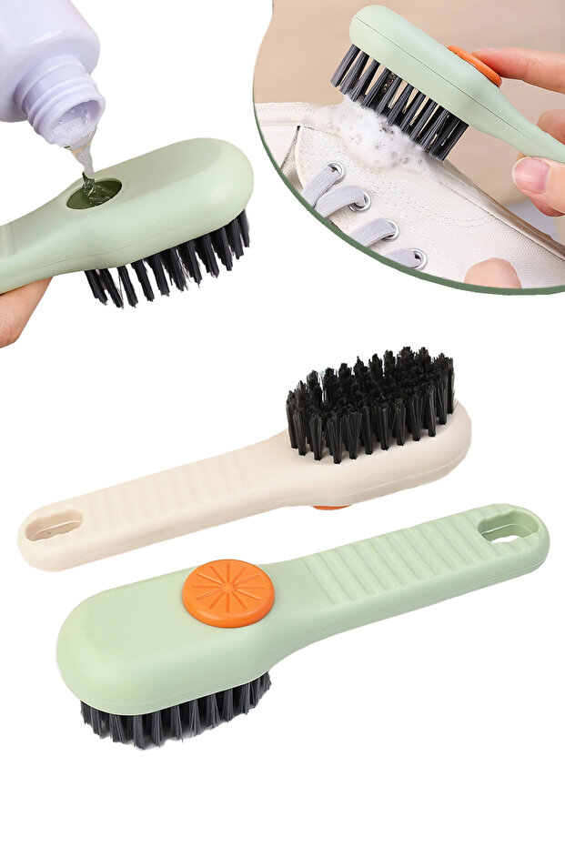 Deterjan Hazneli Bot Süet Nubuk Spor Ayakkabı Temizleme Fırçası Banyo Mutfak Bulaşık Temizlik Fırça - 6