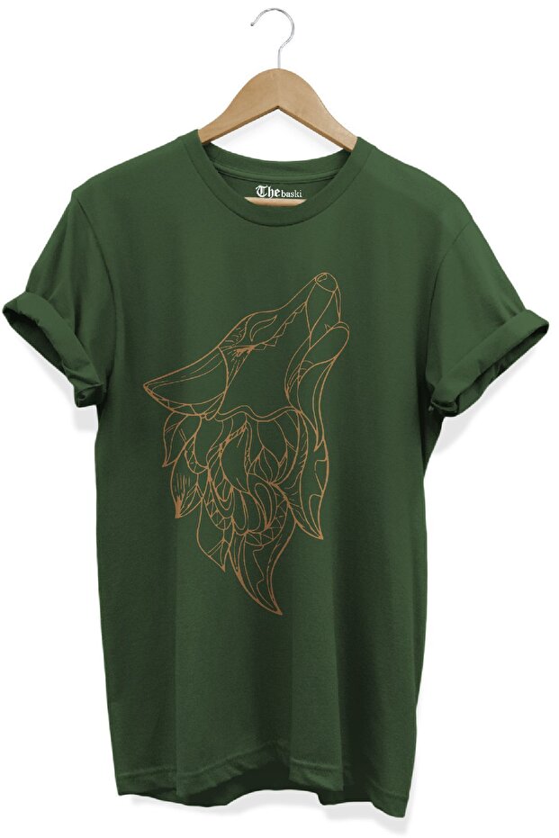 Wolf's Gaze Printed 100% Cotton Premium Khaki T-Shirt