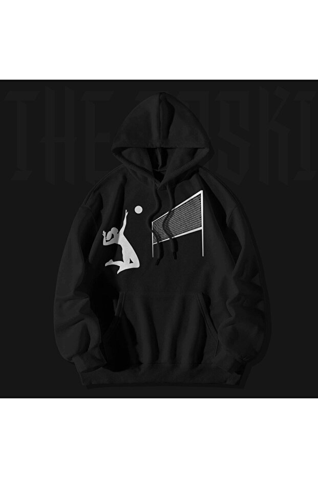 Unisex Black Volleyball Printed Volleyball Player High Quality Premium Sweatshirt