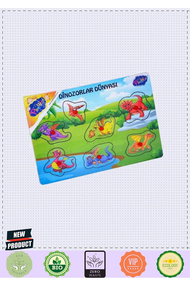 Ahşap Tutmalı Dinozorlar Dünyası Puzzle 5 Litre Kız Erkek Çocuk Oyuncakları Eğitici Oyuncaklar - 7