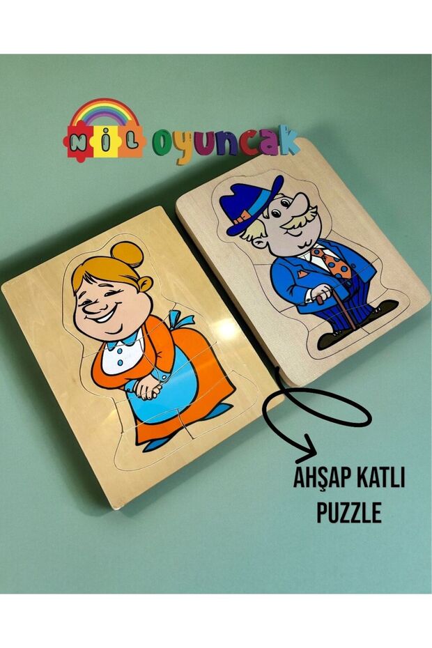 Ahşap Kat Kat Nine Dede Puzzle set (2li) - 1