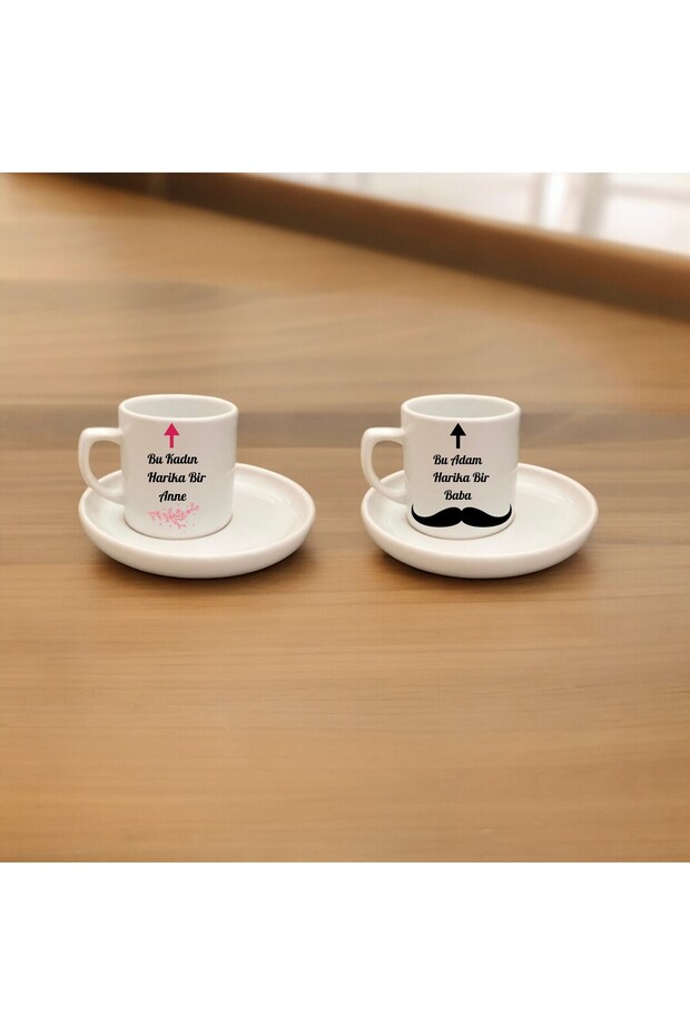 2-Piece Set: This Woman Is a Wonderful Mother, This Man Is a Wonderful Father - Turkish Coffee Cup/Mug - Tea & Coffee Cup