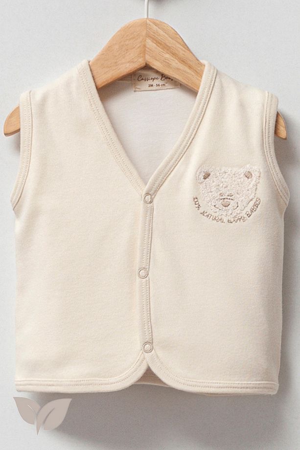 Soft Touch Yelek %100 Organik Pamuk 3-6-9-12 Ay Unisex Bebek-12 AY - 2