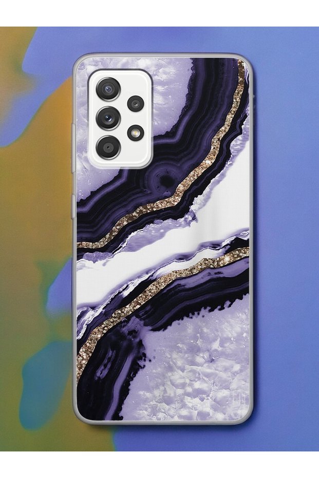 Clear Phone Case for Samsung A33 Purple Sand Beach Design