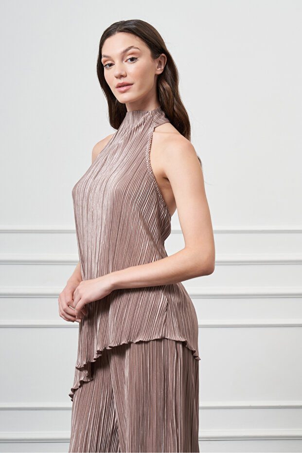 Sırt Dekolteli Asimetrik Bluz - 2