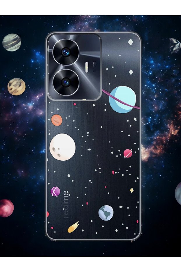 Oppo Realme C55 Full Planet Design Transparent Phone Case