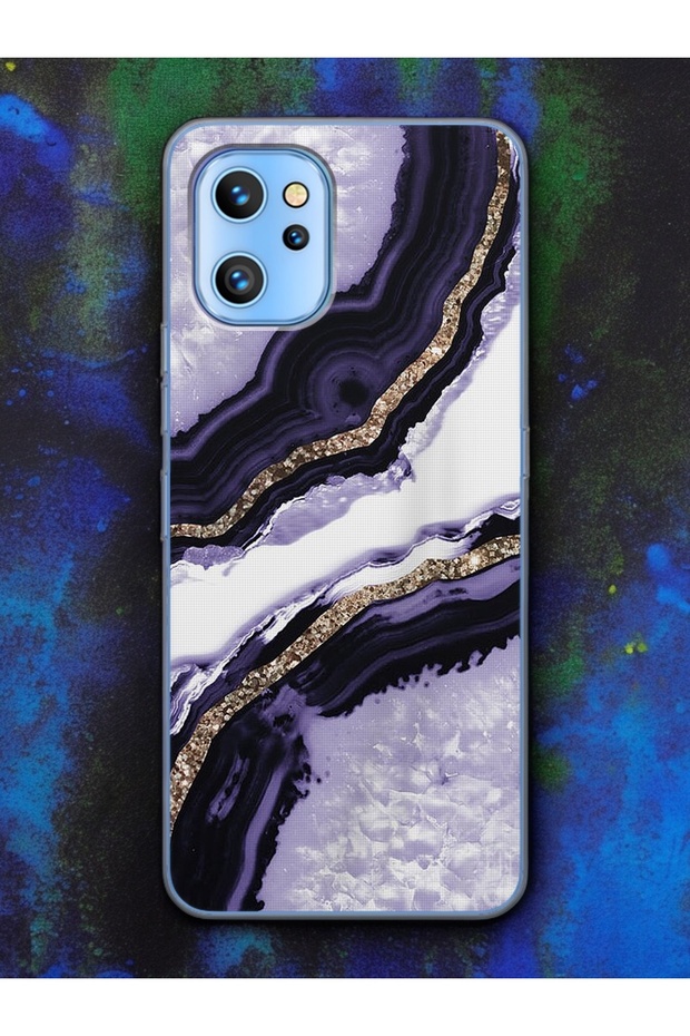 Reeder S19 Max Pro Transparent Phone Case with Purple Beach Design