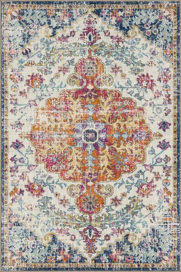 Colorful Traditional Vintage Themed Patterned Woven Base Rug and Washable Carpet Aloha137