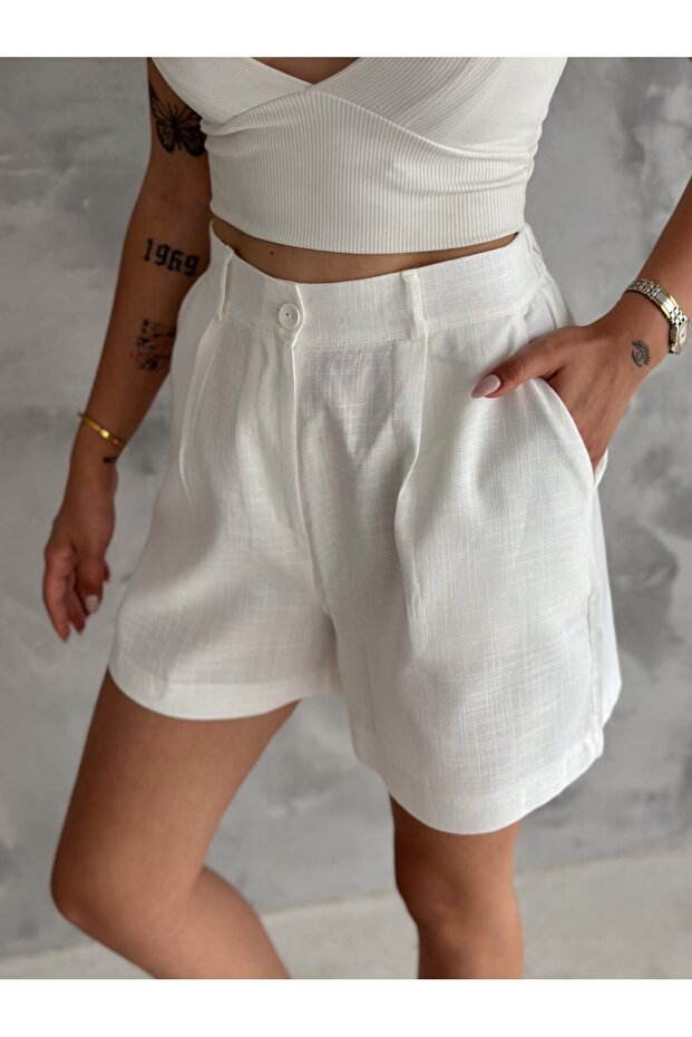 Capri Linen Shorts - Bermuda Cut