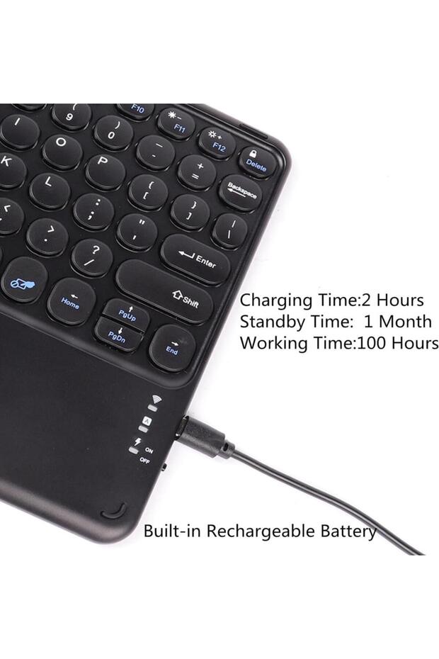 Concord Smartpad C-708 7" Uyumlu Kablosuz Bluetooth Şarj Edilebilir Touchpad'li Q Klavye - Siyah - 5