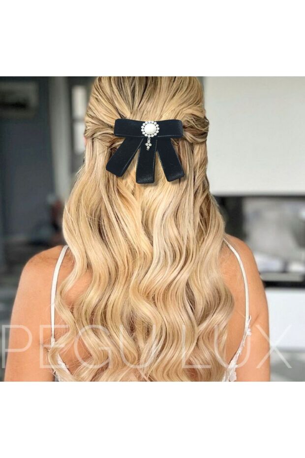 BLACK VELVET RIBBON SPECIAL DESIGN AUTOMATIC BUCKLE STONE DETAIL