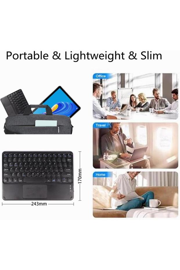 Concord Smartpad C-708 7" Uyumlu Kablosuz Bluetooth Şarj Edilebilir Touchpad'li Q Klavye - Siyah - 7