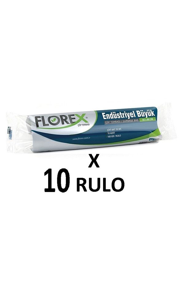 Florex Endüstriyel Büyük Boy ( 65x80 Cm ) Siyah Çöp Poşeti 10 Rulo 10*10=100 Adet - 1