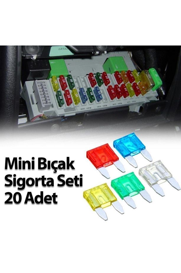 Mini Bıçak Sigorta Seti 20 Adet (4'er Adet 10 15 20 25 30 Amper) Araba Elektrik Sigortası Set - 2
