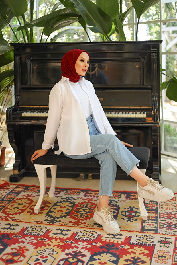 Oversize Basic Tesettür Gömlek - 4