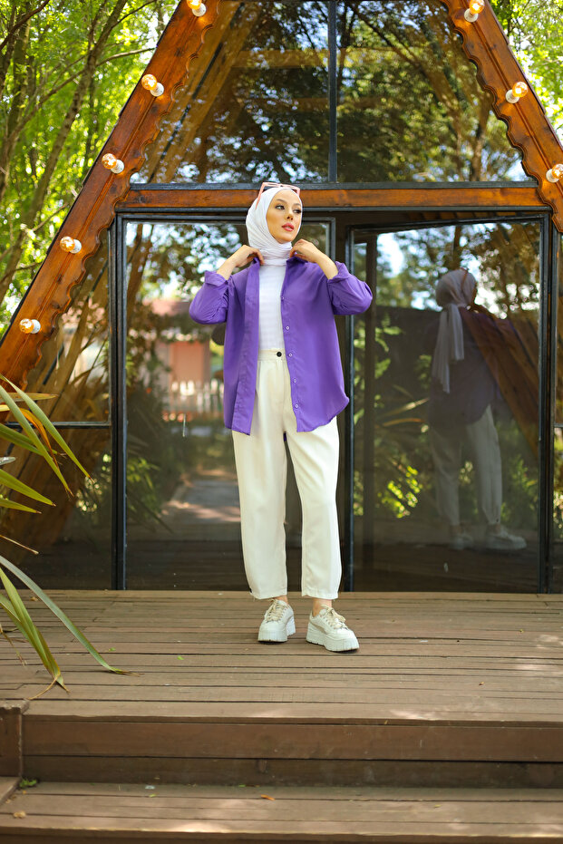 Oversize Basic Tesettür Gömlek - 6
