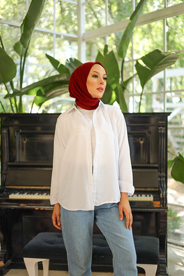 Oversize Basic Tesettür Gömlek - 1