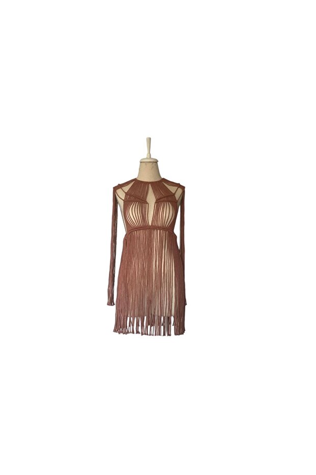 Women's Ecru Beach Dress-Macrame Dress Pareo