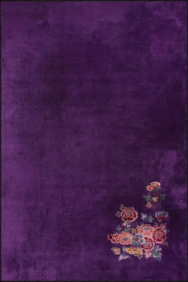 Floral Closed Color with Purple Color Patterned Woven Base Carpet and Washable Carpet Aloha183