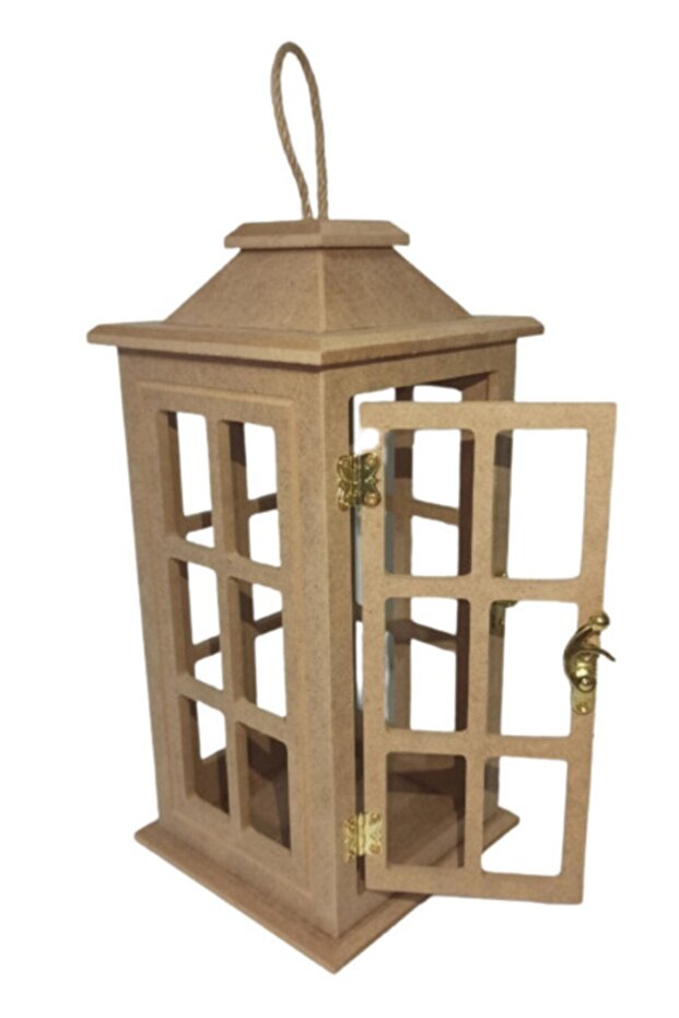 Ahşap Boyanabilir Ham Mdf Mini Fener-lambalık Düz Model No:3 - 3