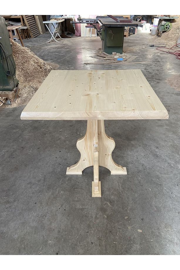 Masif Doğal Ahşap Yonca Ayaklı Kütük Masa, 70x70cm, Balkon-Kafe-Mutfak-Yemek Masası - 1