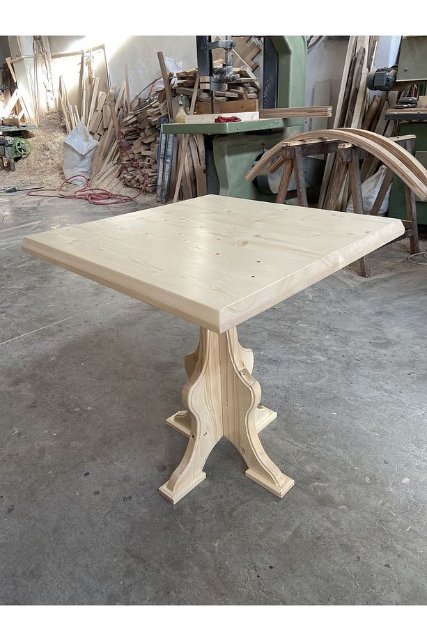 Masif Doğal Ahşap Yonca Ayaklı Kütük Masa, 70x70cm, Balkon-Kafe-Mutfak-Yemek Masası - 3