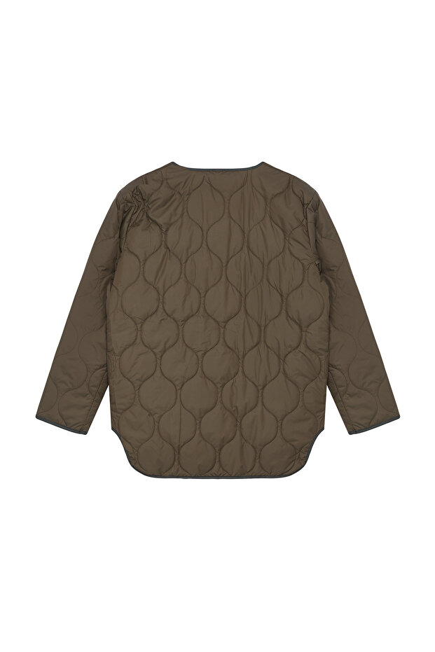 Wodoodporny, pikowany płaszcz w kolorze khaki TWOAW23MO00134 - 18