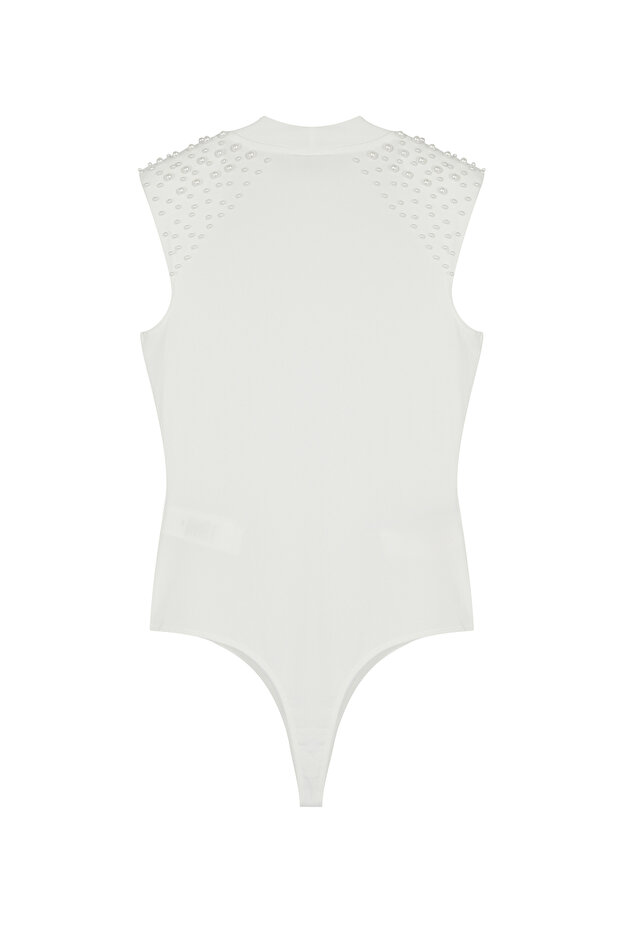Beyaz İnci Aksesuarlı Örme Body TPRSS24BD00025 - 7