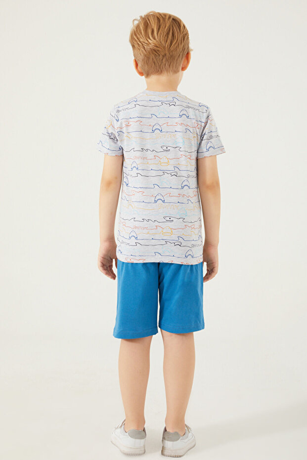بدلة برمودا للأولاد باللون الرمادي من Rolypoly Shark Pattern - 5
