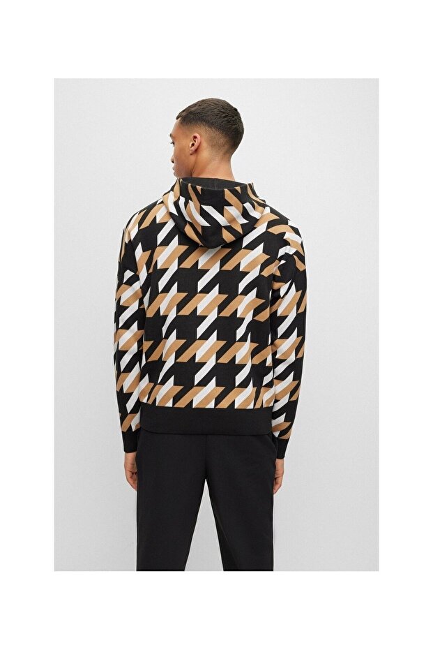 Erkek Siyah Desenli Sweatshirt - 3