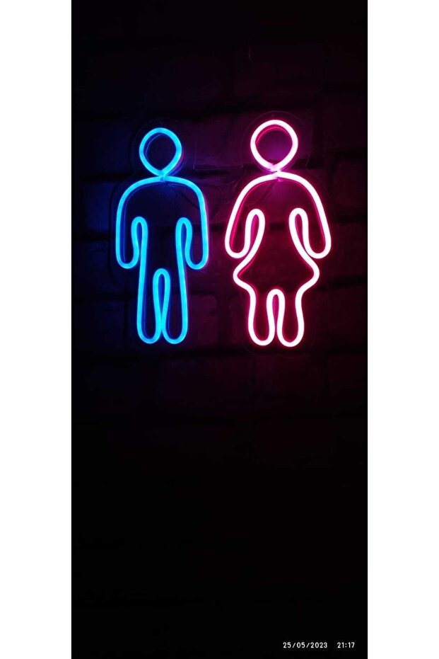 Erkek Wc Wc Neon Led Işıklı Görsel Tabela - 4
