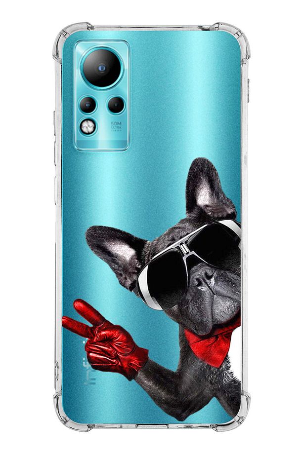 İnfinix Note 11 Uyumlu Köpek 2 Baskılı Şeffaf Köşe Korumalı Antişok Kılıf - 1